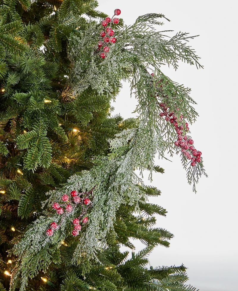 Holiday Lane Cozy Cabin Flocking Cedar Berries Pick, Macy's Exclusive