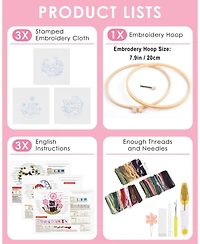 Gnuadz Embroidery Kit Cat Beginners Cloth Hoops Threads Hand Craft
