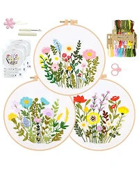 Gnuadz Embroidery Kit Beginners Flower Pattern Diy Hoop Floss