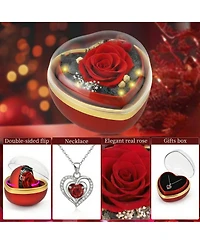 Gnuadz Eternal Rose Heart Necklace Gift Box
