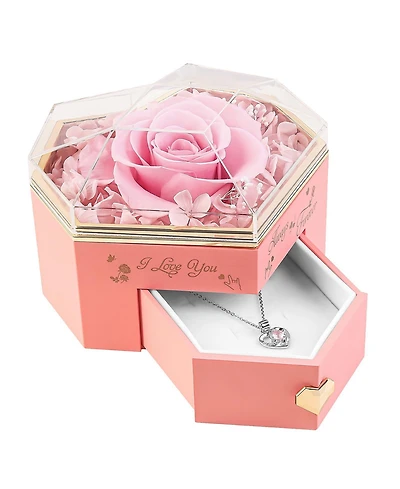 Gnuadz Preserved Rose Box Necklace Gift Her
