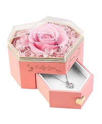 Gnuadz Preserved Rose Box Necklace Gift Her