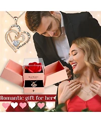 Gnuadz Mom Gifts Preserved Rose Heart Necklace Box Card