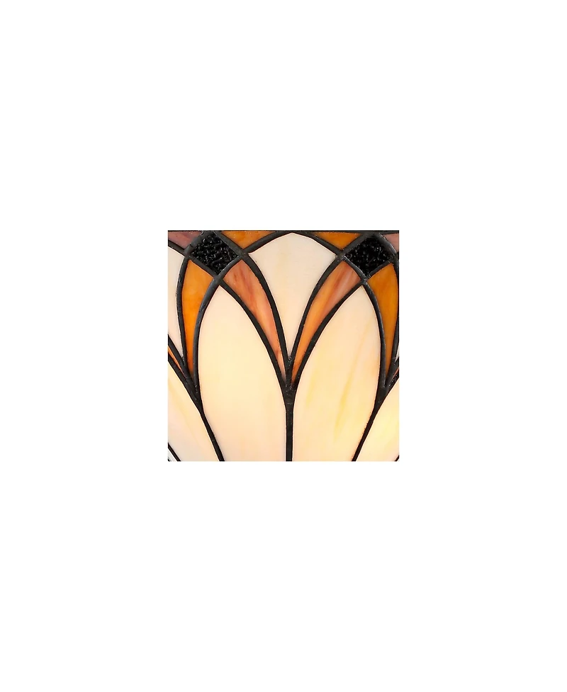 Regency Hill Filton Tiffany Style Wall Light Sconces Set of 2 Bronze Hardwire 12 1/4" Fixture Art Glass for Bedroom Bathroom Vanity House
