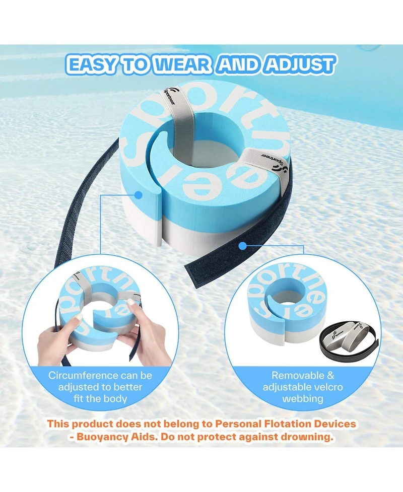 Sportneer Foam Aquatic Cuffs Water Aerobics Float Ring with Adjustable Webbing Pool Exercise Workout Set Water Ankle Ring