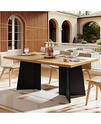 gaomon 63" Dining Table for 6-8, Modern Design with Large Top & Sturdy Pedestal Legs Kitchen or Conference Room