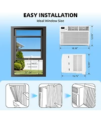 Antarctic Star 6000 Btu Window Air Conditioner, 6-in-1 Cooling with Remote and Digital Display