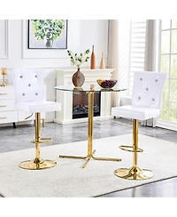 Rainsken Swivel Bar Stools Set of 2, Adjustable Faux crocodile Leather, with Button Tufted Back, Metal Leg Kitchen Island Chairs, for