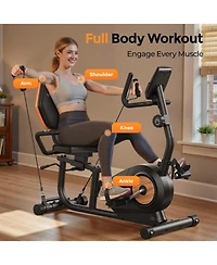 Fed Fitness Smart Recumbent Exercise Bike Pro with App, 350LB Capacity, 16-Level Magnetic Resistance, Lcd Monitor and Pulse Sensors