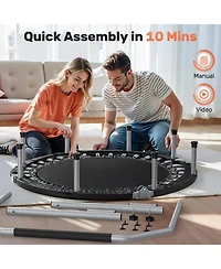 Bcan Foldable Rebounder Trampoline, 330LBS with Adjustable Padded Handle for Indoor/Outdoor Training