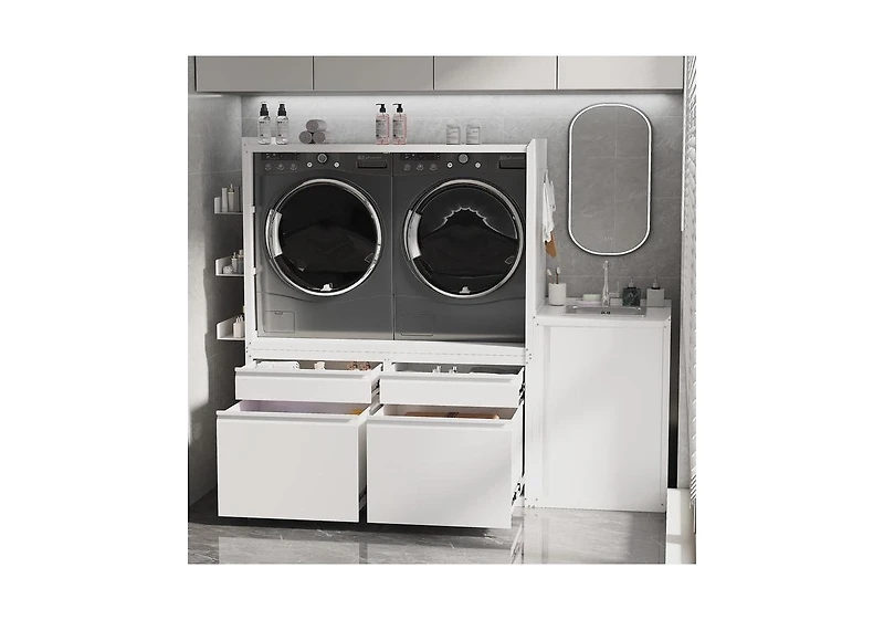 Aecojoy Laundry Pedestal with Sink Cabinet 1300LBS Heavy Duty Universal Washing Machine Stand Base Raiser