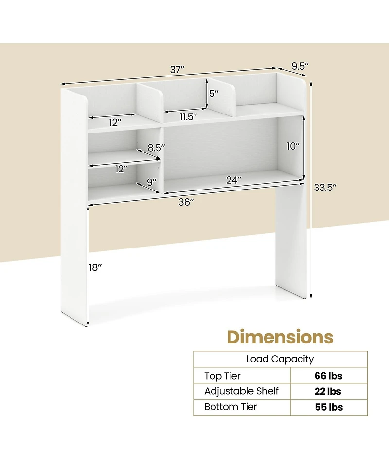 Slickblue Desktop Bookshelf with 6 Shelves Countertop Storage Hutch