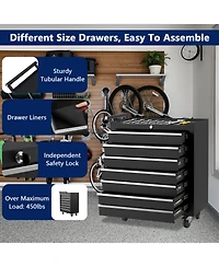 gaomon 7-Drawer Portable Tool Storage Cart, Rolling Tool Chest Cabinet, Lockable Toolbox Organizer