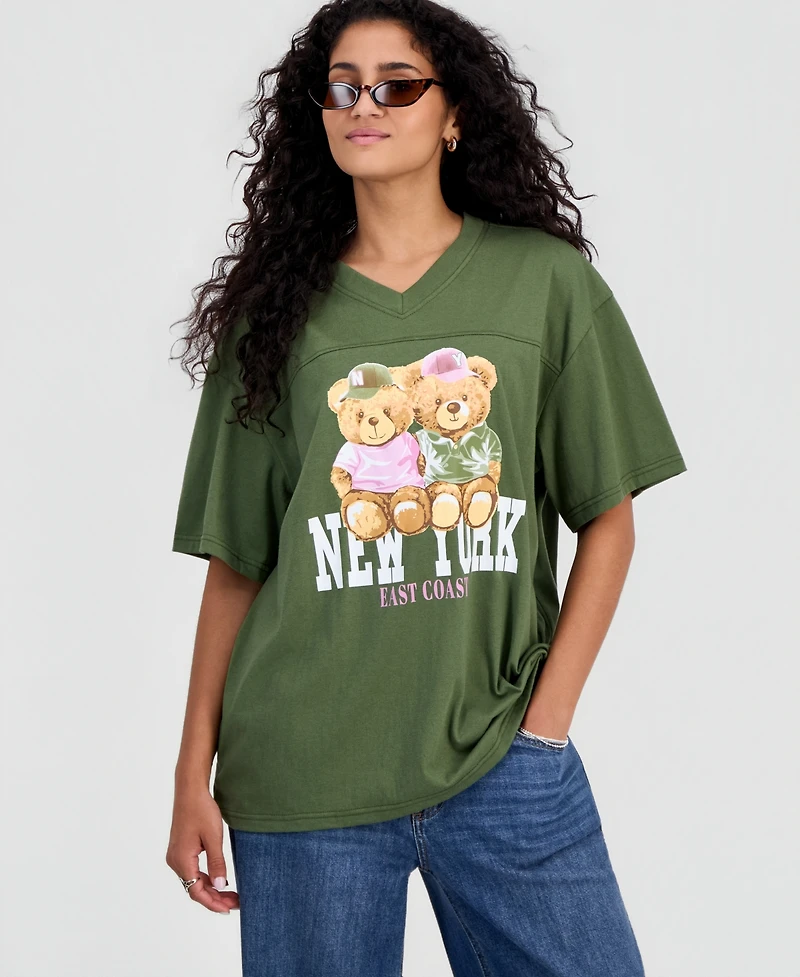 Rebellious One Juniors' New York Teddy Graphic T-Shirt