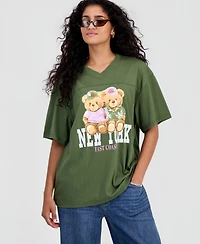 Rebellious One Juniors' New York Teddy Graphic T-Shirt