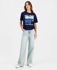 Rebellious One Juniors' New York Skyline Graphic Crop Tee
