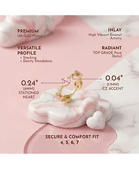 GiGiGirl Kids/Teens 14k Yellow Gold Plated with Cubic Zirconia Pink Enamel Heart Stacking Ring