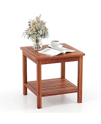 Gymax 2 Pieces Adirondack Outdoor Side Table Patio 2-Tier Square End Table Sturdy Coffee Table