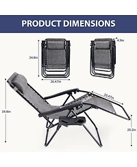 Yiortwo Set of 2 Zero Gravity Lounge Chairs Reclining Patio Chairs with Cup Holder