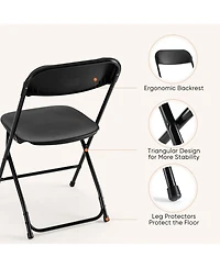 Yiortwo Portable Folding Chair with Cushion, Stackable Indoor Outdoor Seating