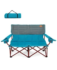 Yiortwo 2-Person Camping Chair Loveseat with Cup Holders, Folding Outdoor Sofa