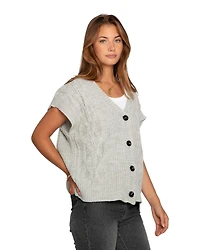 Belle & Bloom Women's Rosette Oversized Knitted Vest