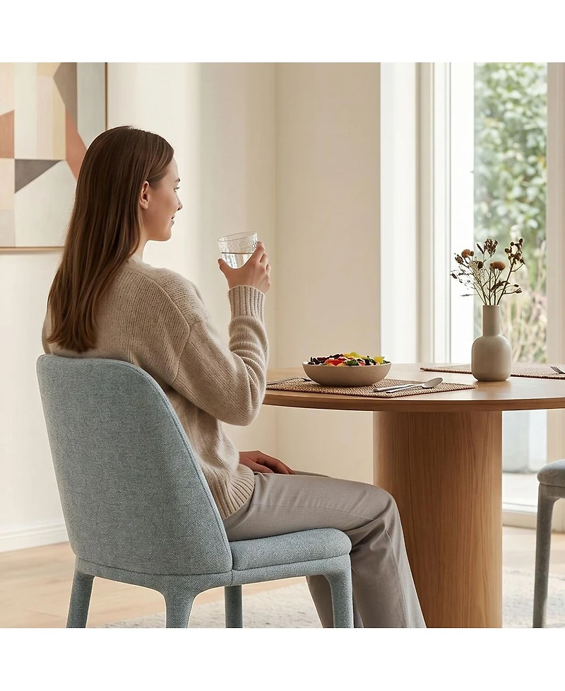 Maison Boucle Set of 2 Upholstered Dining Chairs, 19.5" Modern Side Chairs