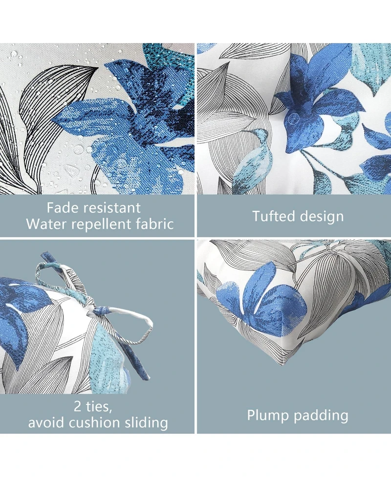 Gnuadz Outdoor Wicker Chair Cushions Patio Water Repellent Tufted Seat Ties Set Of 2