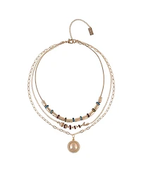 Rachel Rachel Roy Tone Multi Row Pendant Necklace Brass