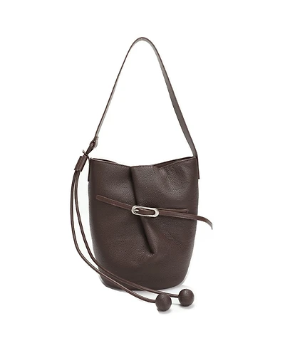 Susu Solene Leather Bucket Bag Minimalist Shoulder Crossbody Purse