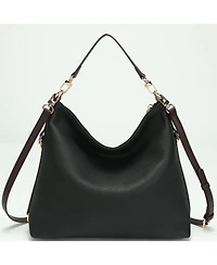 Susu Riva Leather Convertible Hobo Bag Shoulder and Crossbody with Chain Detail