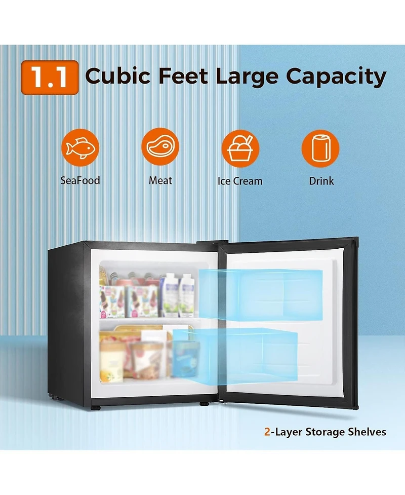 Cowsar 1.1 Cu.ft Upright Freezer with Reversible Door and Thermostat