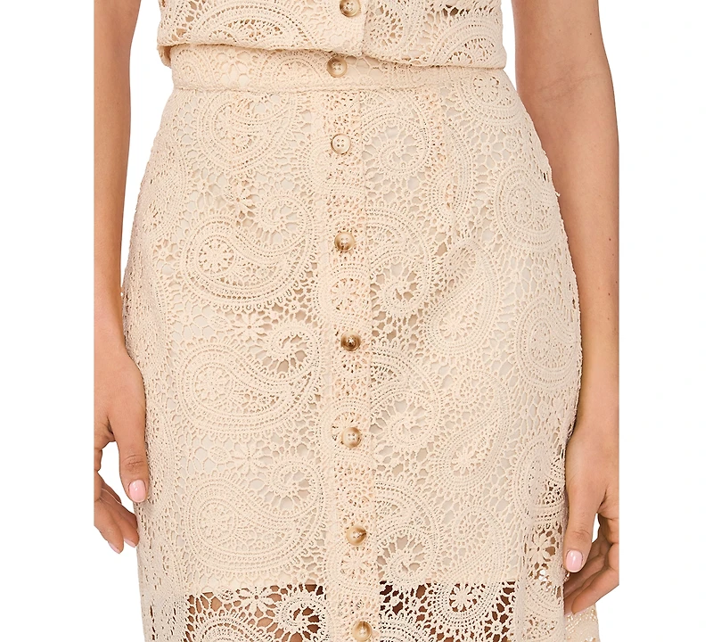 CeCe Women's Front Button Midi Skirt
