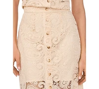 CeCe Women's Front Button Midi Skirt