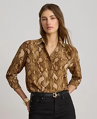 Lauren Ralph Women's Buttoned Placket Long-Sleeve Shirt