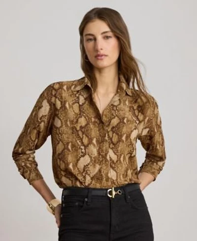 Lauren Ralph Lauren Womens Buttoned Placket Long Sleeve Shirt