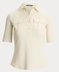 Lauren Ralph Lauren Women's Slim-Fit Short-Sleeve Collared Top