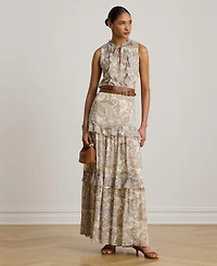 Lauren Ralph Women's Tiered A-Line Maxi Skirt
