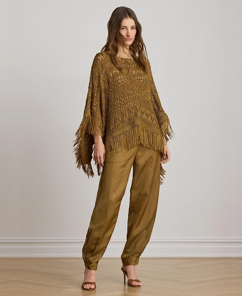Lauren Ralph Women's Shantung Barrel Cargo Pants
