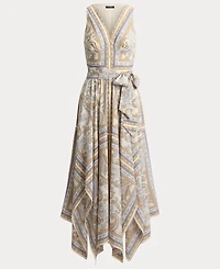 Lauren Ralph Women's Sleeveless Handkerchief Hem Midi Dress