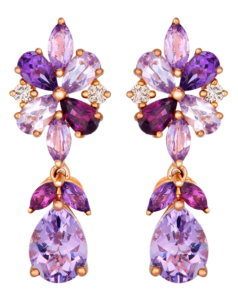 Le Vian Multi-Gemstone & Nude Diamond (1/8 ct. t.w.) Drop Earrings in 14k Strawberry Gold