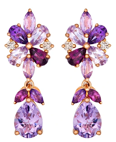 Le Vian Multi-Gemstone & Nude Diamond (1/8 ct. t.w.) Drop Earrings in 14k Strawberry Gold