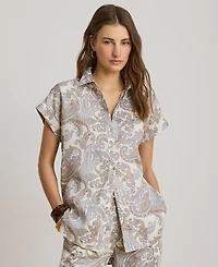 Lauren Ralph Petite Paisley Short-Sleeve Shirt