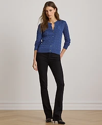 Lauren Ralph Petite Cable-Knit Button-Front Long-Sleeve Cardigan