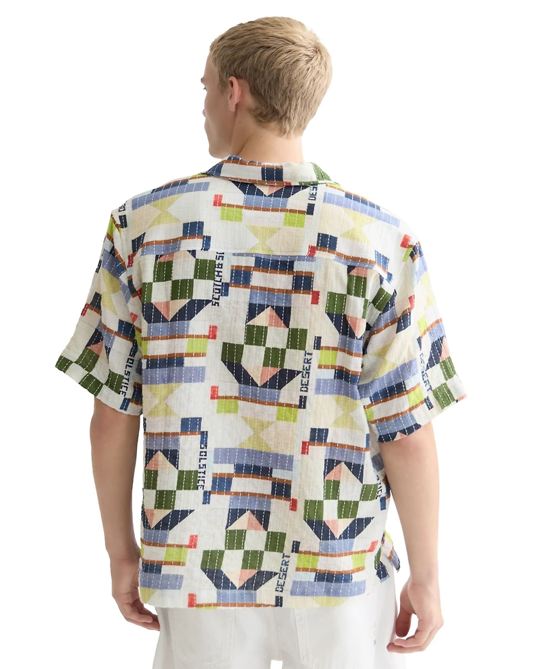 Scotch & Soda Men's Print Stitch Short-Sleeve Shirt
