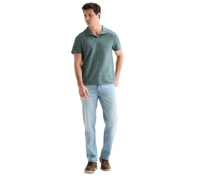 Lucky Brand Men's Jacquard Striped Polo Shirt