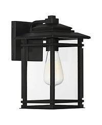 John Timberland North House Mission Outdoor Wall Light Fixtures Set of 2 Matte 12 inches Clear Glass for Post Exterior Barn Deck House Porch