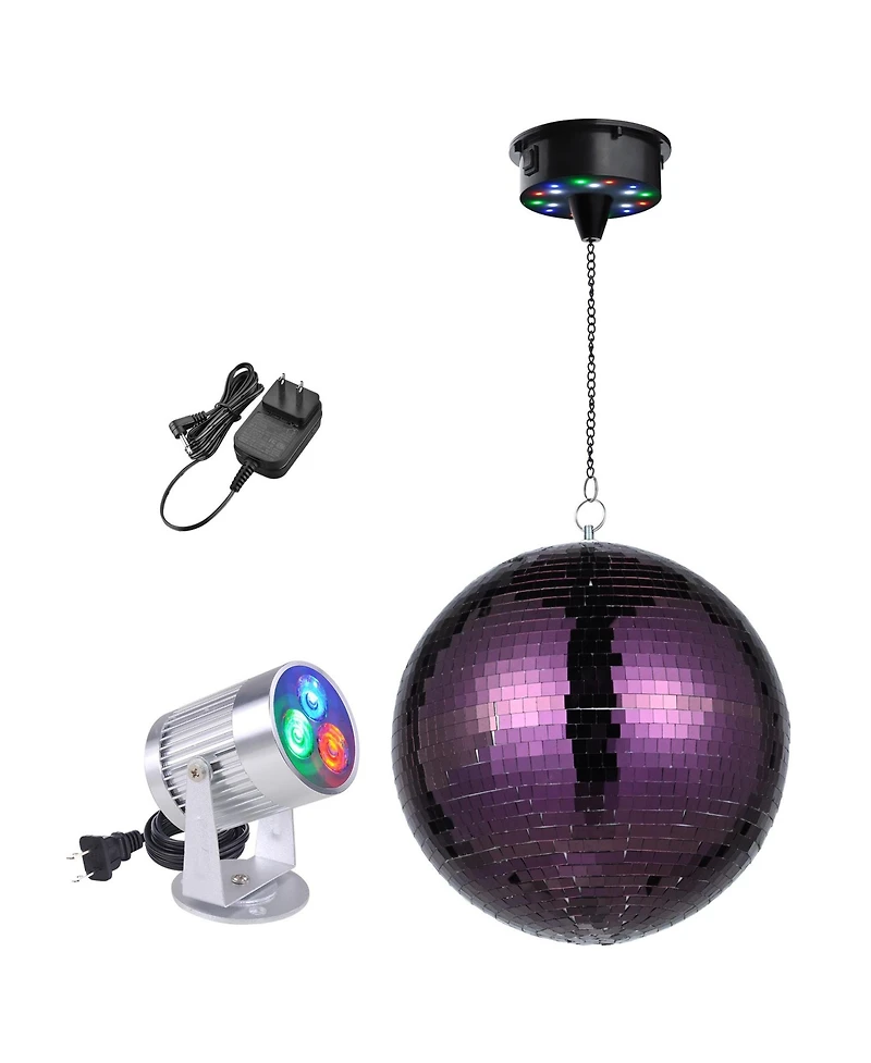 Yescom 12" Large Disco Ball with Motor and Light 6RPM Rotator And 3W Rgb Spotlight for 70s 80s Party Dj Bands Club Event Studio