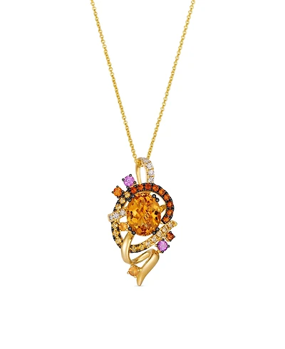Le Vian Multi-Gemstone & Vanilla Diamond (1/10 ct. t.w.) Pendant Necklace in 14k Honey Gold
