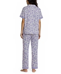 Vera Bradley Women's Iconic Twin Print Notch Top and Pajama Capri Pants, 2 Piece Set
